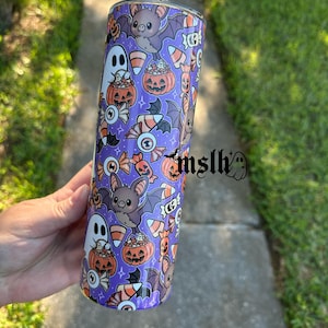 Bats Tumbler, Halloween Tumbler, Spooky tumbler, 20oz Skinny tumbler, spooky Cup, spooky gift, it's frickin bats, Halloween Cup, Boo Basket