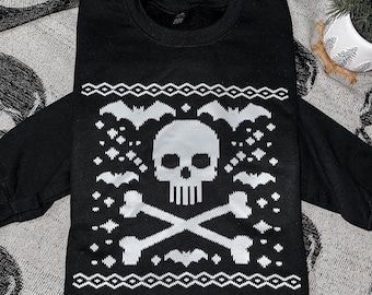 Ugly Christmas Sweatshirt, Spooky Christmas, Summoning the Holiday Spirit, Creepmas, Goth Christmas Sweatshirt, Batty Christmas, Skull Xmas