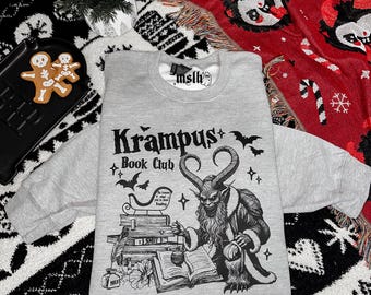 Spooky Christmas, Krampus Book Club, Krampus Sweatshirt, Dark Christmas, bookish, booked for the holidays, Krampus Shirt, Creepmas, Gothmas