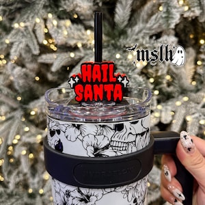 Hail Santa, Merry Krampus, Spooky Christmas Straw Topper, 3D Printed, Spooky Straw Topper, Summoning the Holiday Spirit, Hexmas, Gothmas