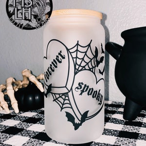 Forever Spooky, Halloween Glass Cup, Iced Coffee Glass Cup, Spooky Cute, Boo basket Filler, Halloween Gift, Spooky Bitch, Spooky Season, ALT