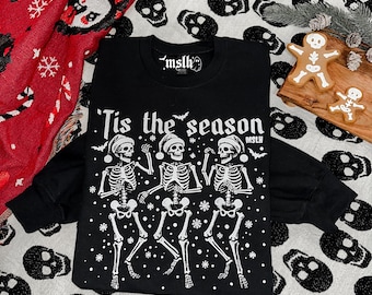 Skeletons Christmas Sweatshirt, Summoning the holiday spirit, Spooky Christmas sweatshirt, dead inside but it’s Christmas, Merry Gothmas