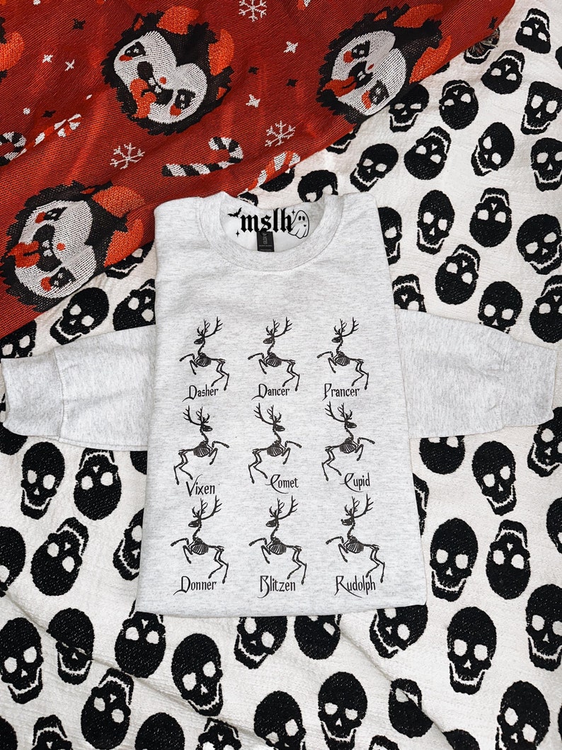 Creepy Christmas, Skeleton Reindeers, Spooky Christmas Sweatshirt ...