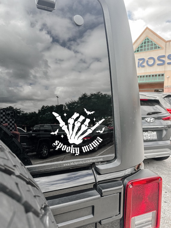 Spooky mama decal, Car decal, Goth Mom, Spooky Mom Sticker, Alternative Mom, Skeleton hand decal, Skeleton Shaka, Bats, It's frickin bats