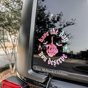 Have the day you deserve decal, skeletal middle finger decal, goth decals, spooky car decals, skeleton hand decal, bats decal, alt, bats