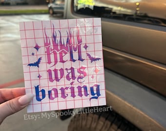 Hell was boring, Cute as hell, Baphomet decal, bats decal, spooky decals, goth car, goth decal, see you in hell, spooky car accessories,