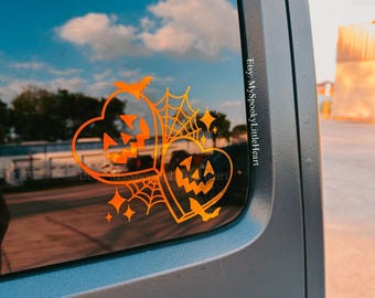 Halloween Lover Decal, Spooky Car, Car Decal, Bats Decal, Spiderweb, Spooky Heart Decal, Spooky Babe, Alternative Girl,  Gothic, flying bats