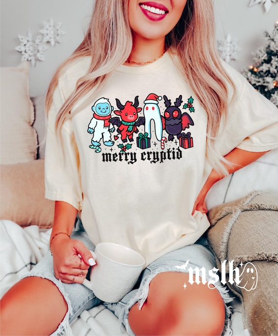 Cryptid Christmas Shirt, Merry Cryptid Sweatshirt, Summoning the Holiday Spirit, Merry Creepmas, Alternative, Support your local Cryptids