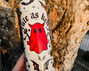 Bats Tumbler, Spooky 20oz Tumbler, Cute As Hell, 20oz Skinny tumbler, spooky tumbler, spooky gift, it's frickin bats, Bats Cup, witchy cup