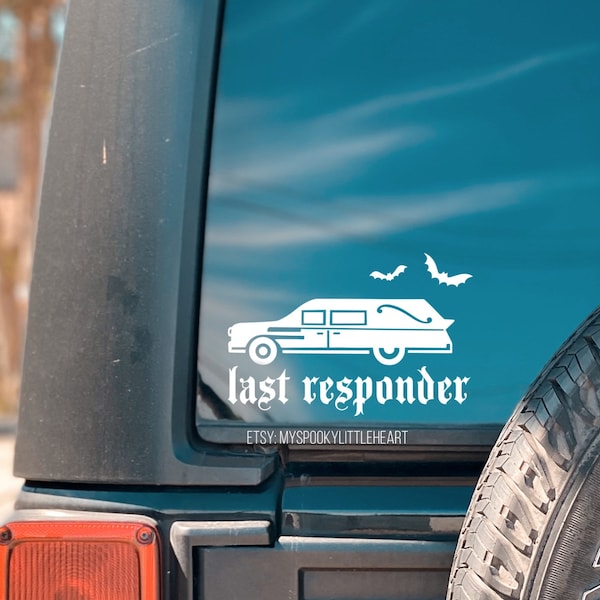 Last Responder, bats and hearse decal, dead inside, Goth Decals, Goth car accessories, spooky decals, Hearse, spooky sticker, witchy, Alt