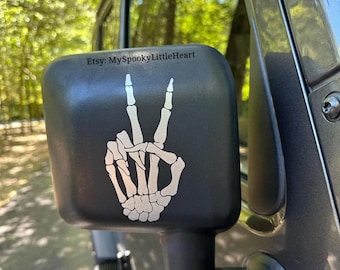 Skeleton wave, side mirror decal, wave dammit, skeleton peace hand, wave decal, mirror decal, off-road decal, 4x4 decals, just wave, peace