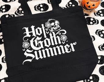 Hot Goth Summer Tote Bag, Black Canvas Goth Tote Bag, goth beach bag, hot ghoul summer, goth travel tote bag, spooky tote, witchy tote, alt