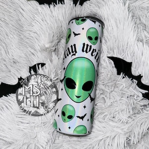 Aliens Tumbler, Bats Tumbler, Stay Weird tumbler, Witchy tumbler, 20oz Skinny tumbler, spooky tumbler, spooky gift, spooky cute cup