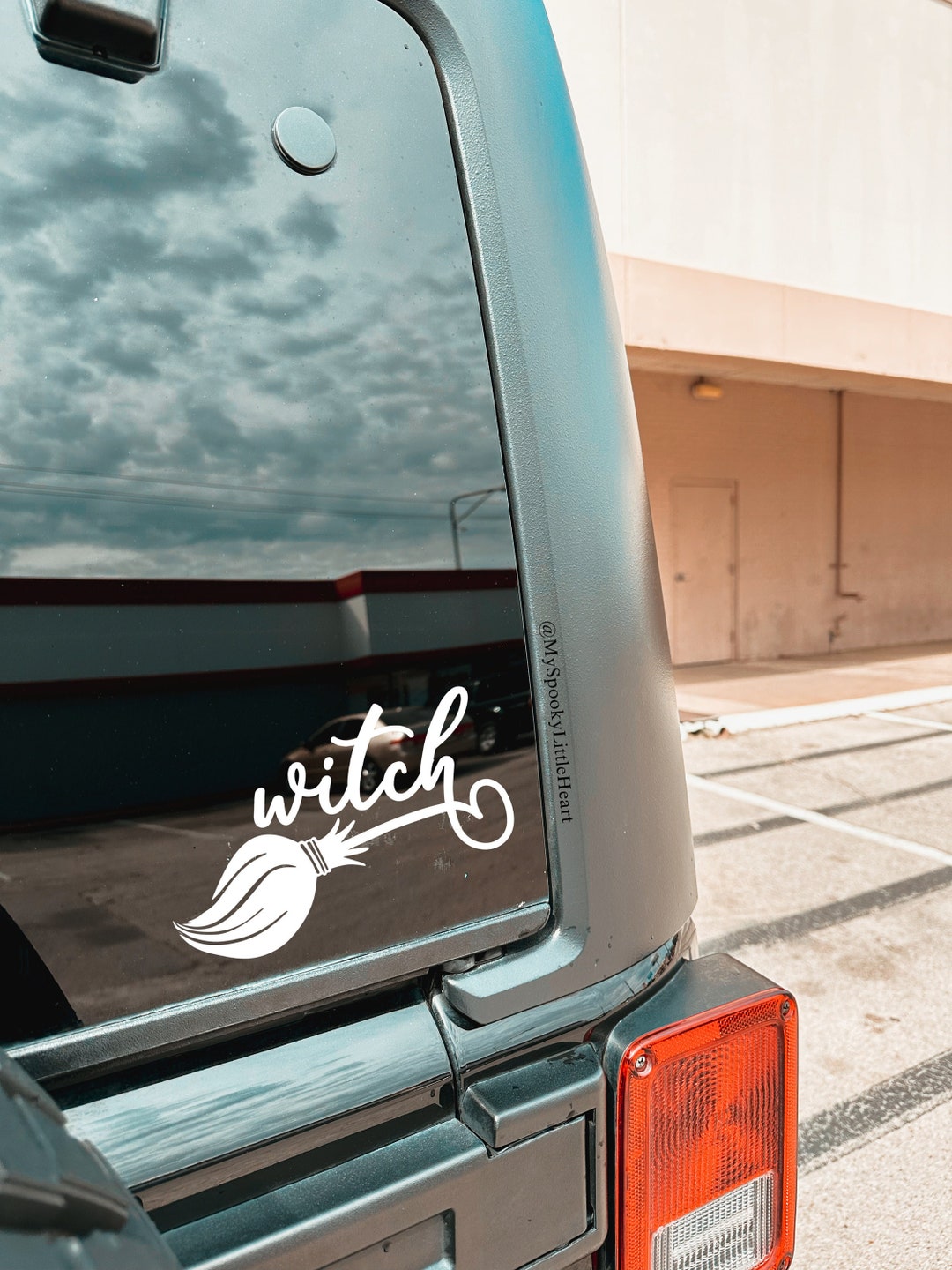 Witchy Decal Witch Broom Car Decal Witchy Car Spooky Etsy