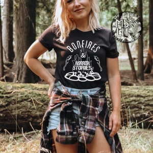 Bonfires & horror stories | camping shirt | spooky camping sweatshirt | camp life | camp girl | fall sweatshirt | bonfire shirt | campfires