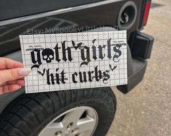 Goth girls hit curbs decal, Car Decal, spooky decals, goth decals, goth car accessories, gothic, alternative decals, hitting curbs, funny