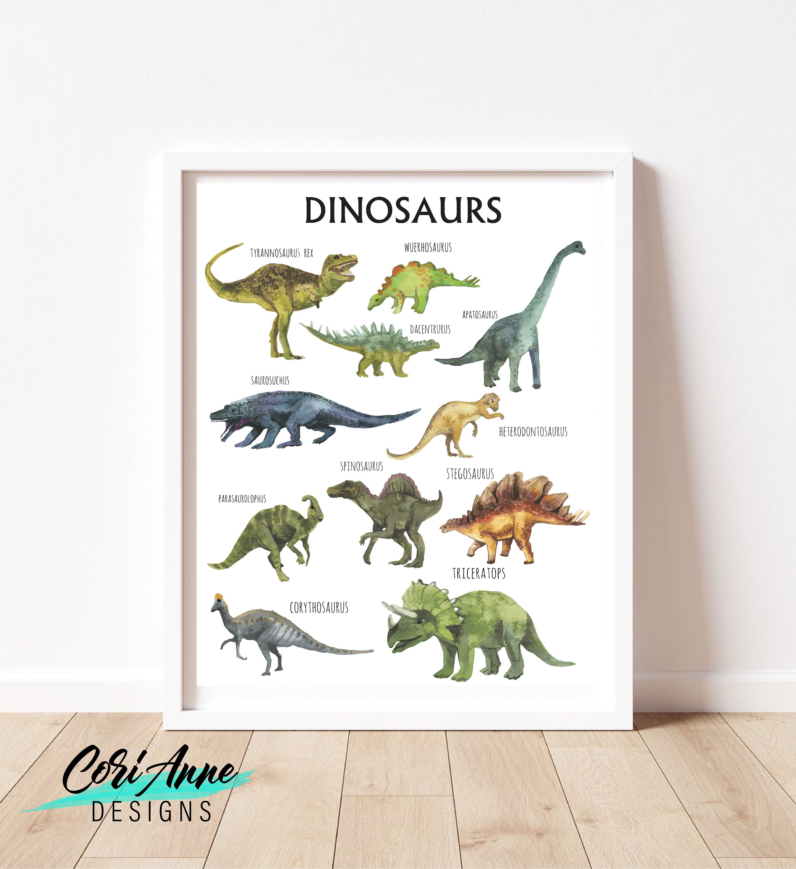 Dinosaur Chart Education Printable Dinosaur Colorful | Etsy Australia