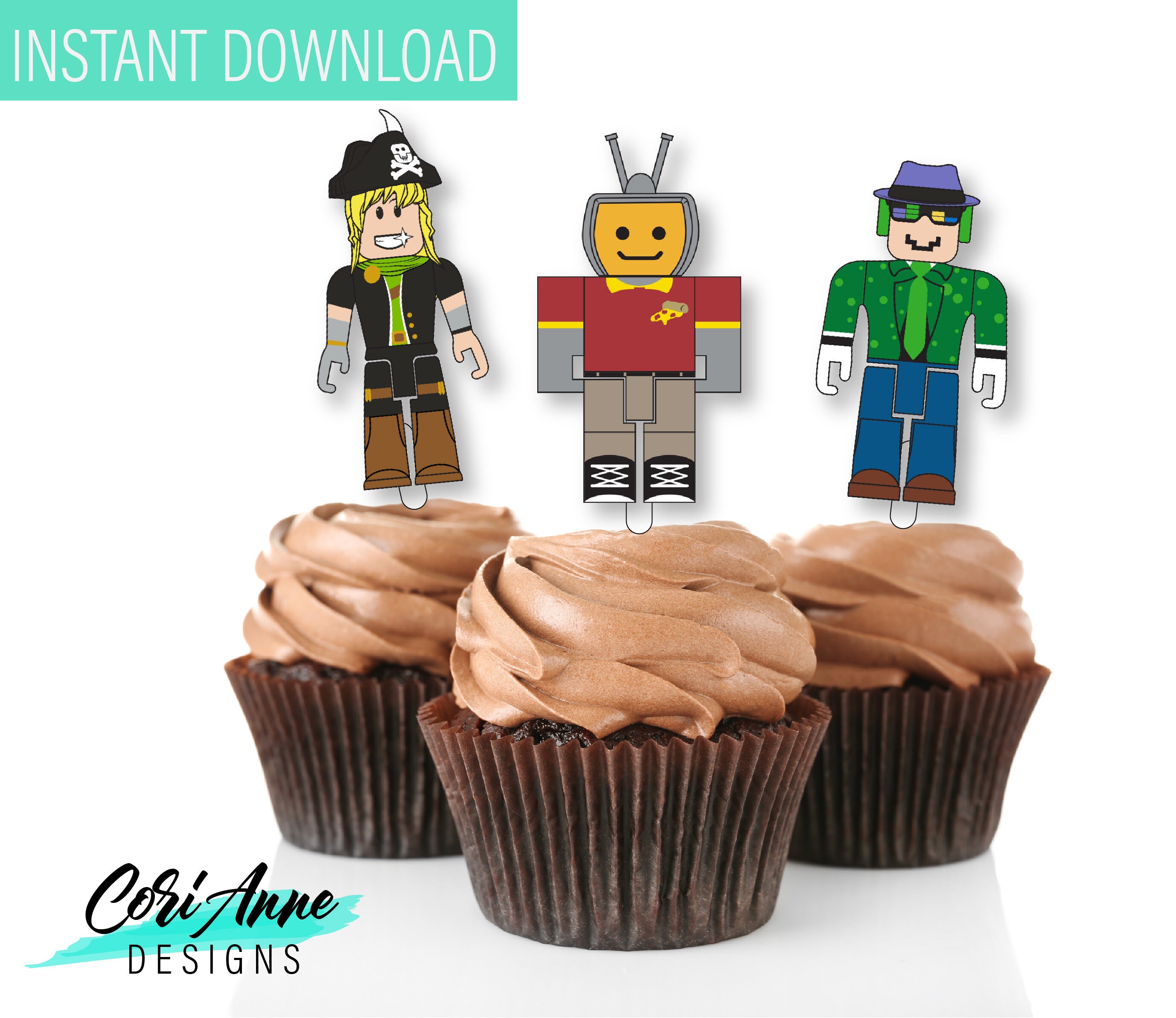 Printable Roblox Cupcake Toppers Birthday Party Video Game | Etsy