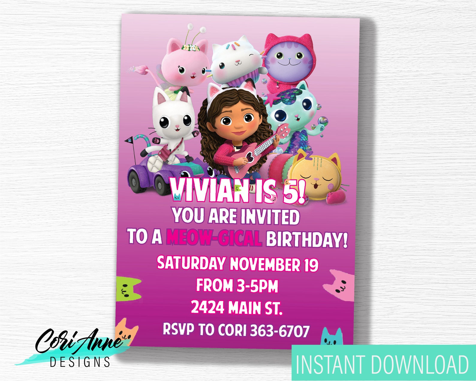 Printable Gabby's Dollhouse Birthday Invitation Birthday | Etsy