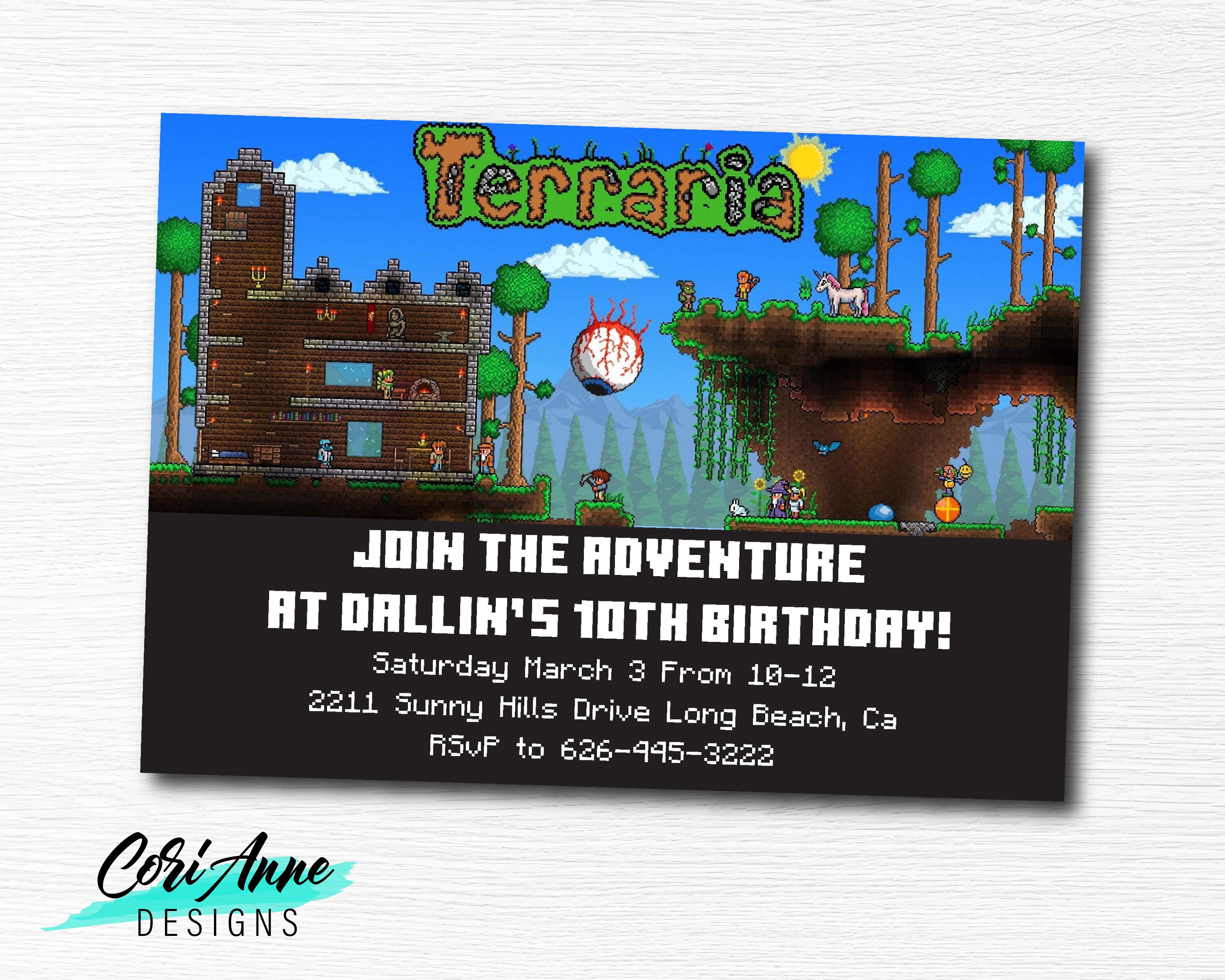 Printable Terraria Birthday Invitation Birthday Party Video Etsy printable-terraria-birthday-invitation-birthday-party-video-etsy