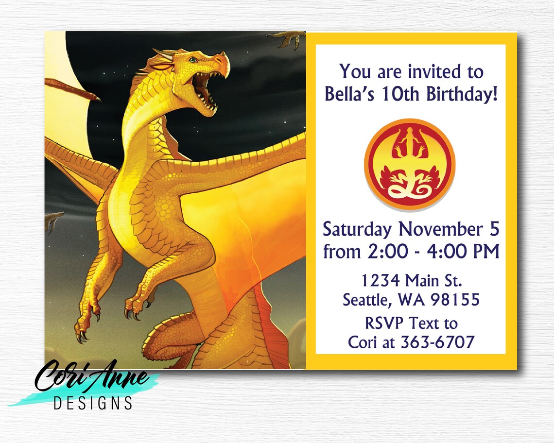 Printable Dragon Birthday Invitation Sunny Birthday Party | Etsy