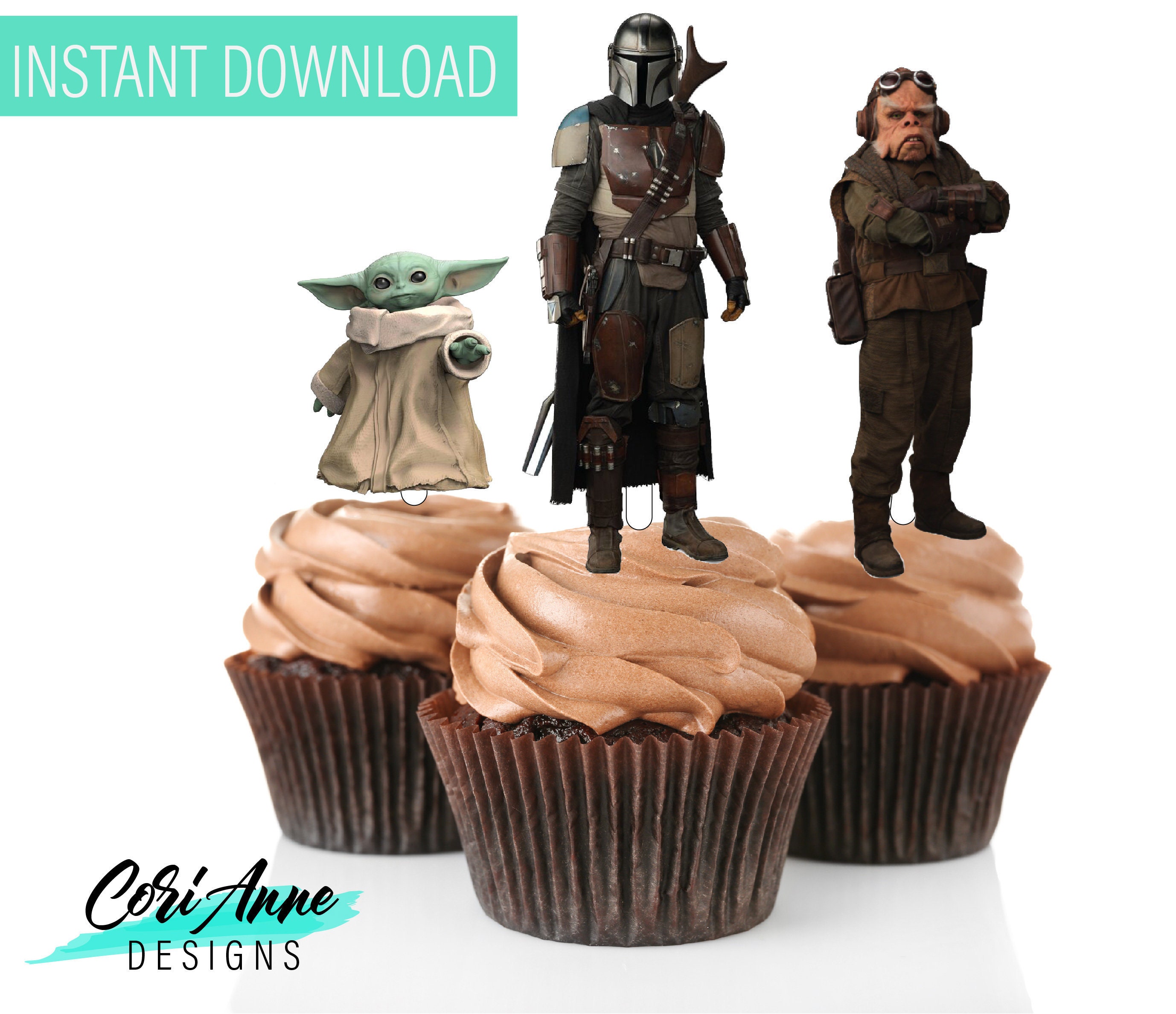 Printable Mandalorian Cupcake Toppers Birthday Party Star Etsy Printable Mandalorian Cupcake Toppers Birthday Party Star Etsy