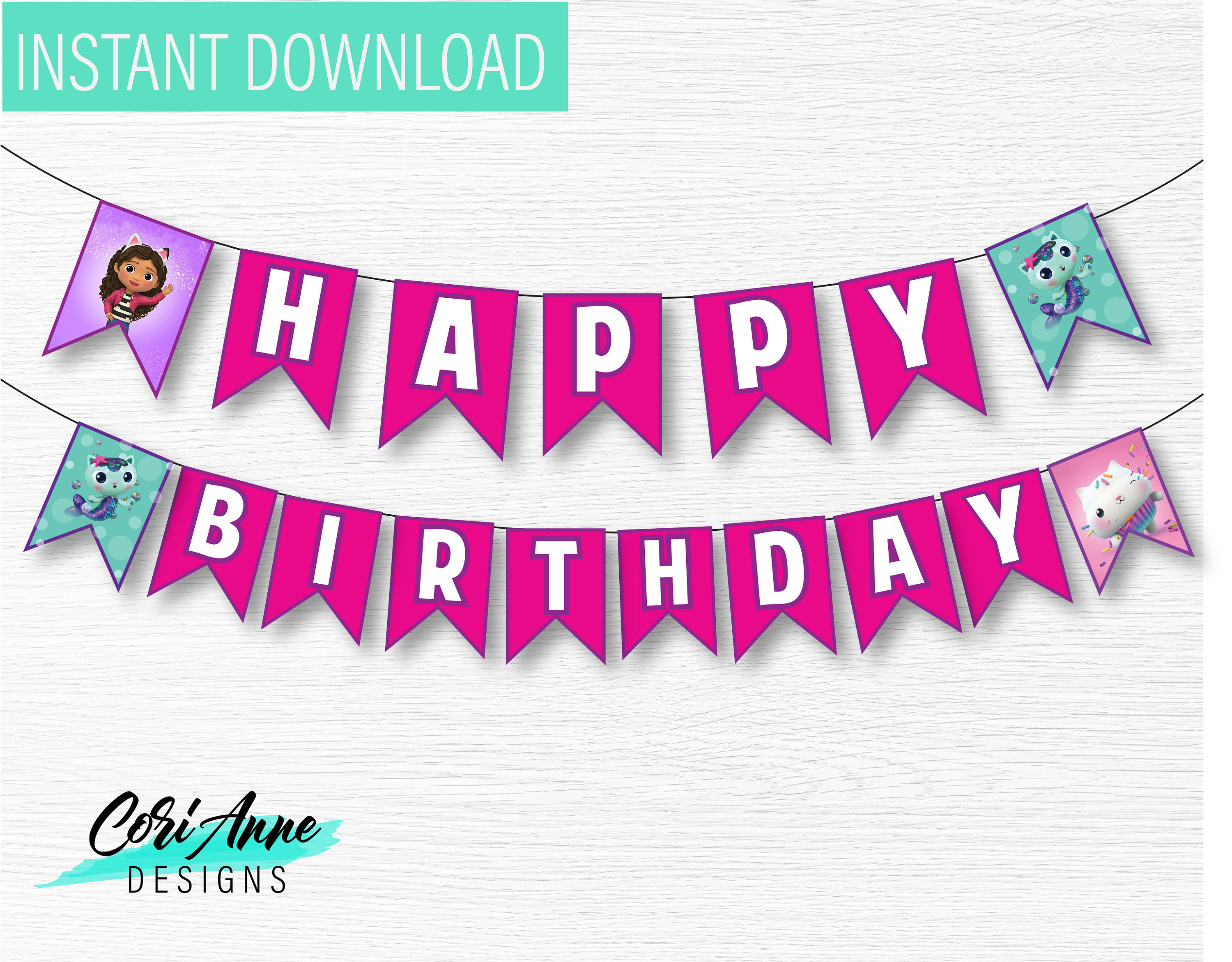 Gabby S Dollhouse Happy Birthday Banner Diy Printable Etsy Ireland