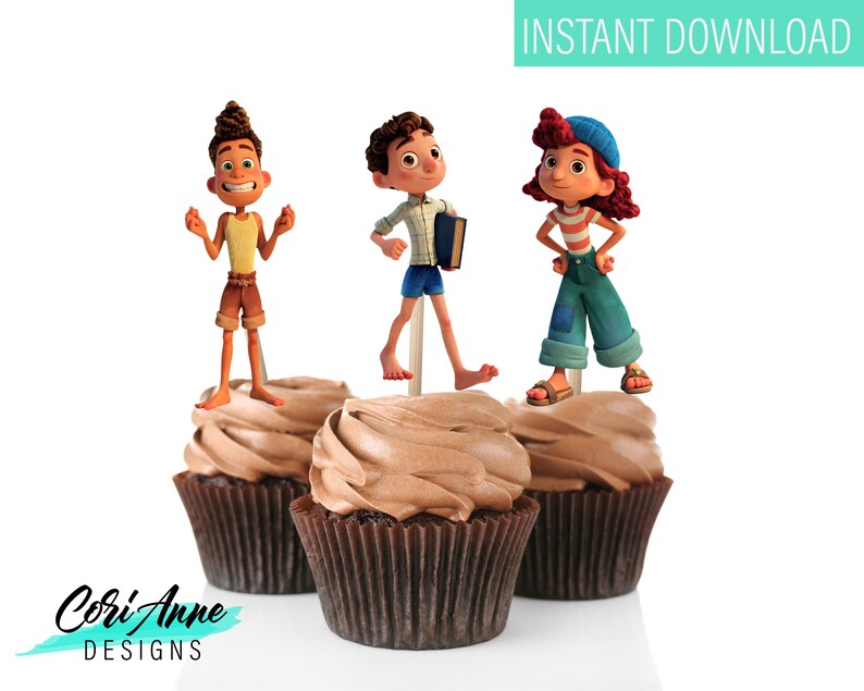 Printable Disney Luca Cupcake Toppers Birthday Party Decor