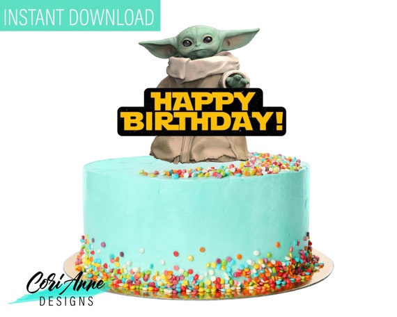 Printable Mandalorian Baby Yoda Cake Topper Birthday Party Etsy