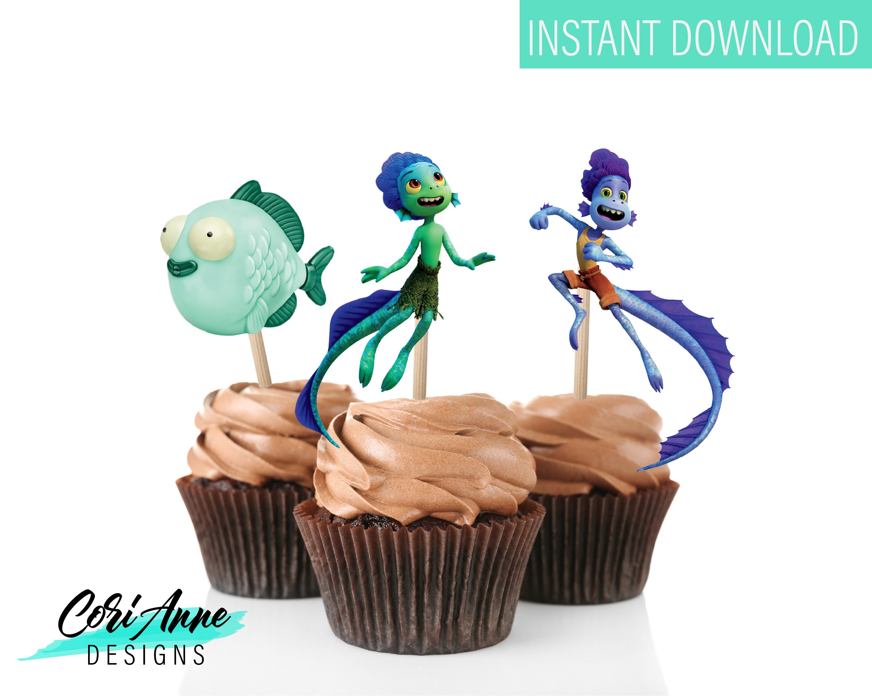 Printable Disney Luca Cupcake Toppers Birthday Party Decor