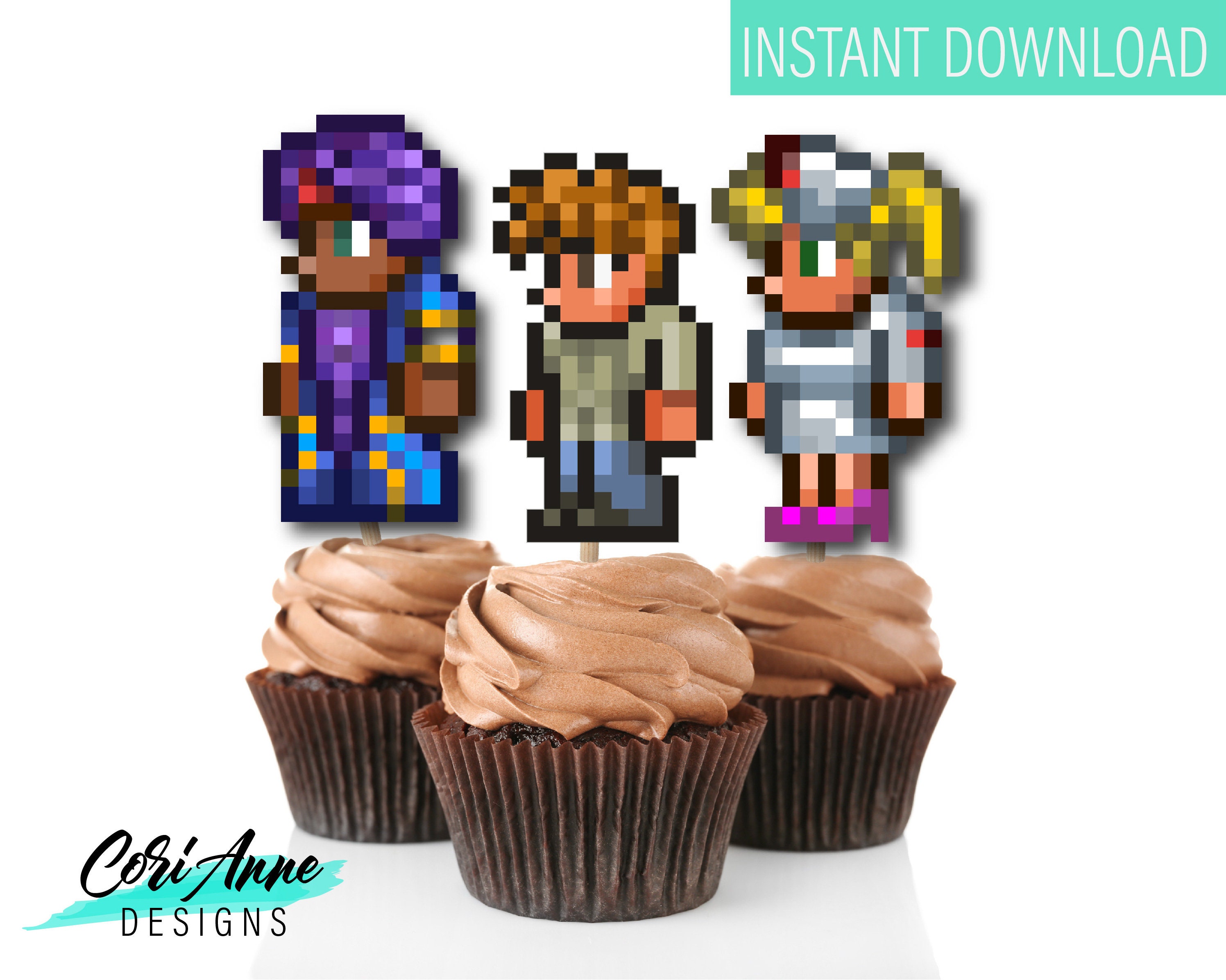 Terraria NPC Cupcake Toppers Printable Party Decor Kids Etsy