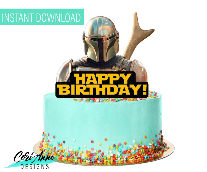 Printable Mandalorian Baby Yoda Cake Topper Birthday Party Etsy España