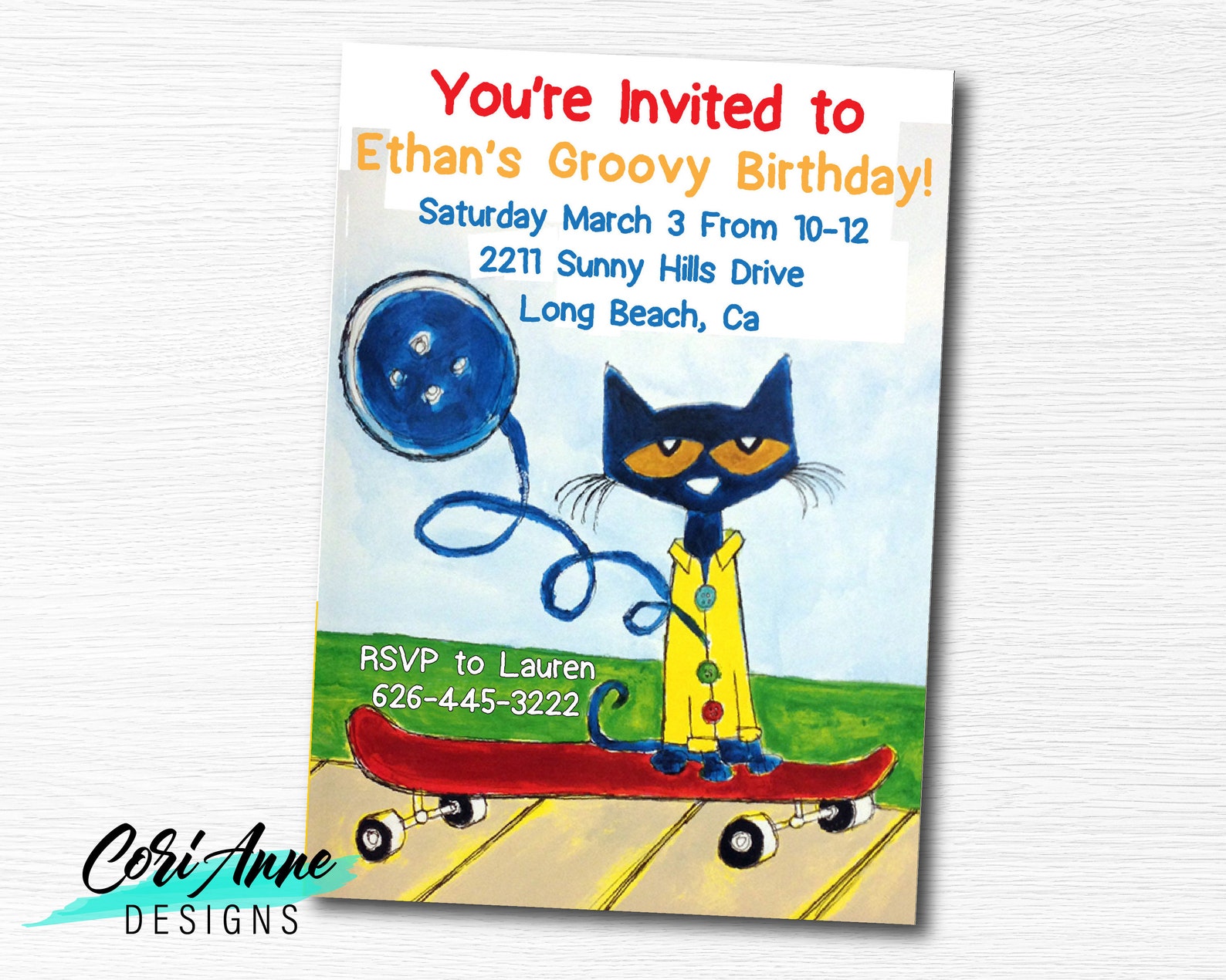 Printable Pete the Cat Birthday Invitation Birthday Party | Etsy