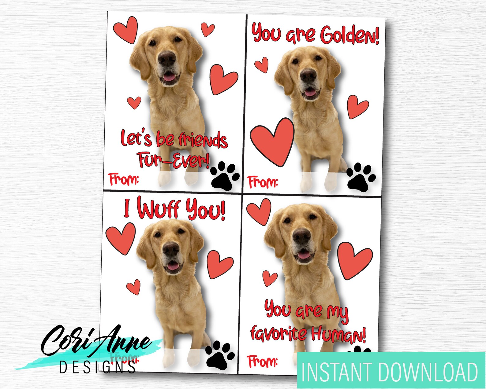 Custom Pet Valentines Cards Dog Cat printable valentines Etsy