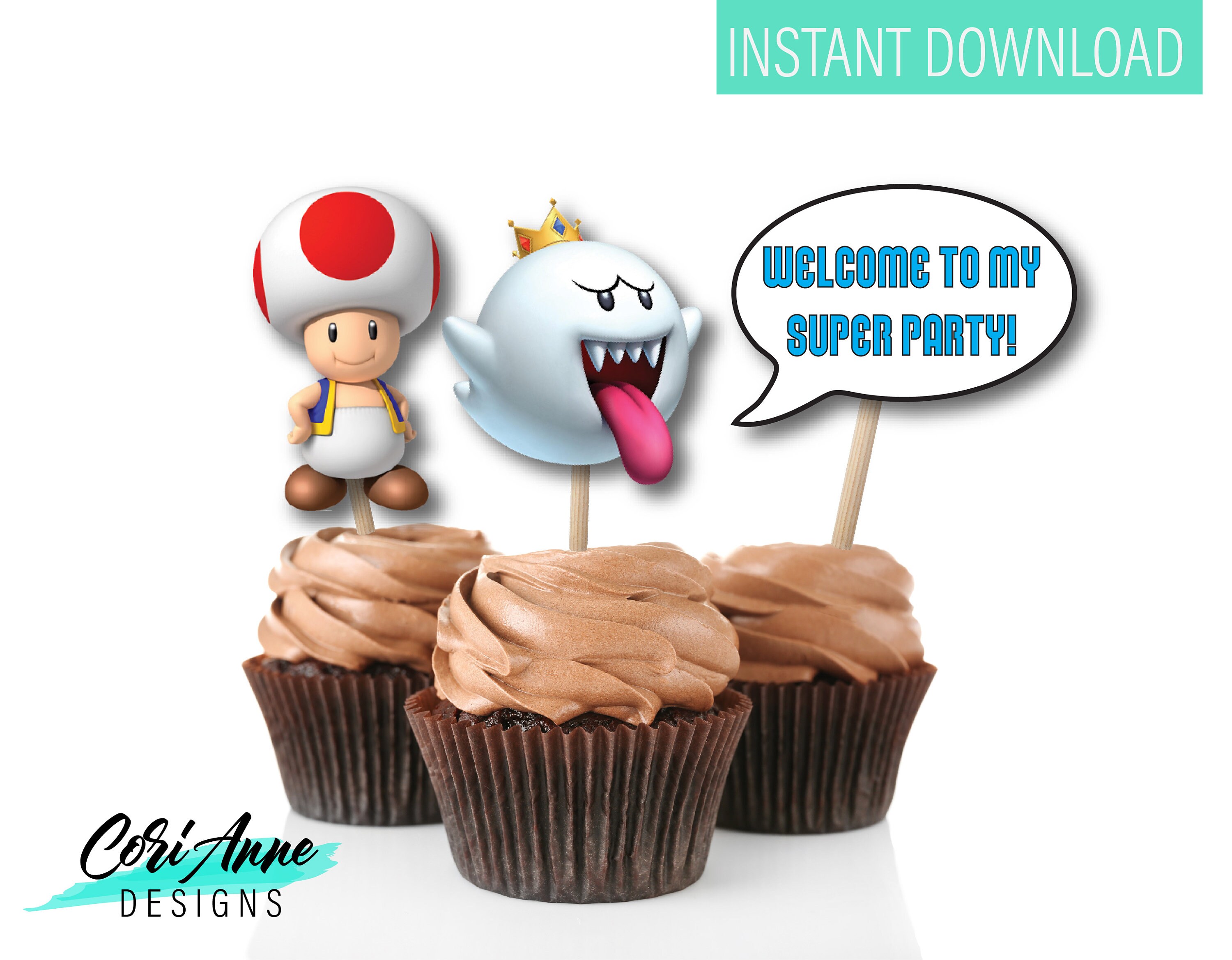 Super Mario Bros Cupcake Toppers DIY Printable Party Decor | Etsy