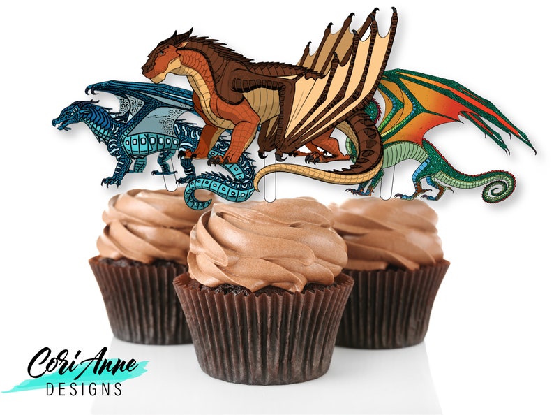 Printable Dragon Cupcake Toppers Birthday Party Wings of Etsy