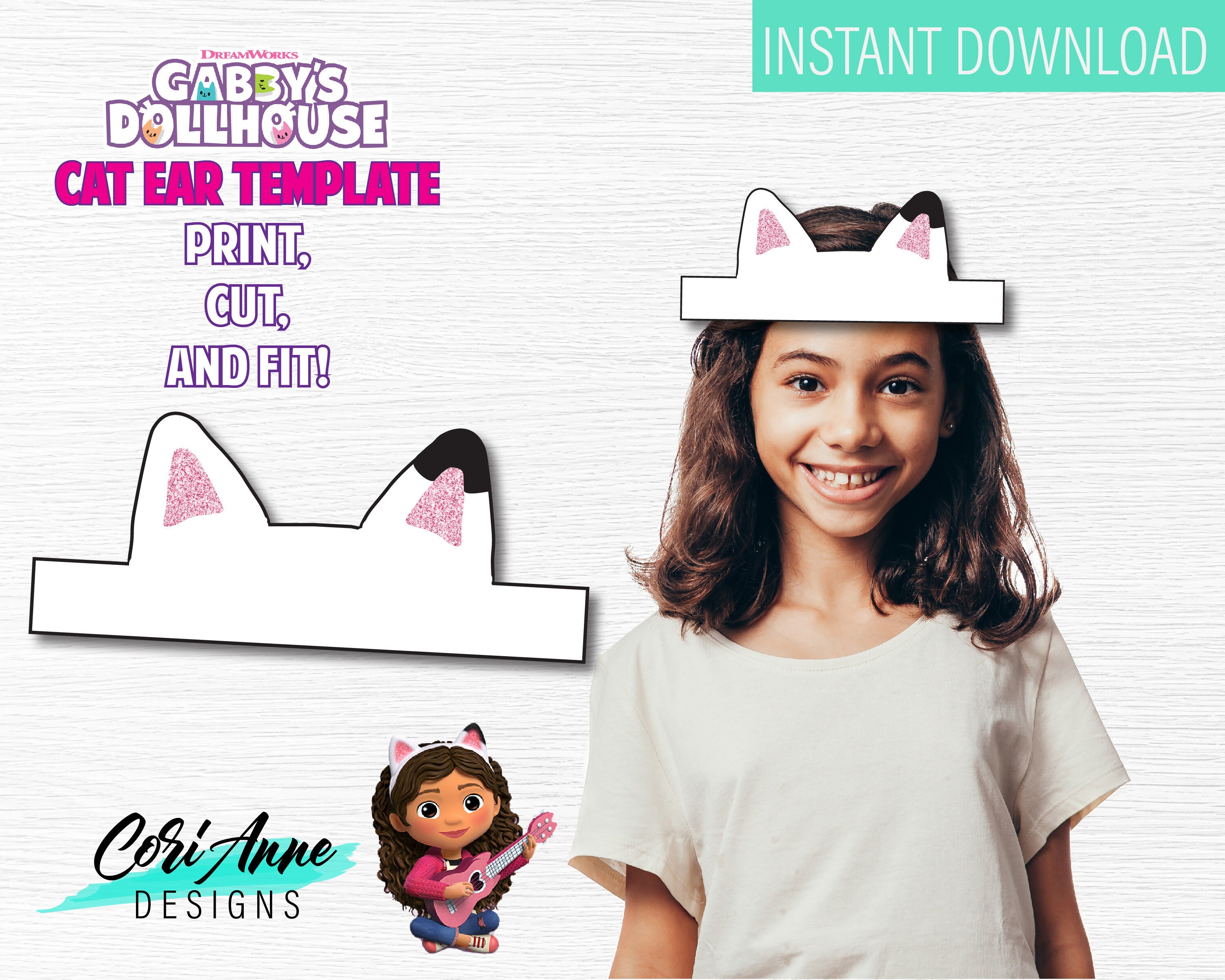 Gabby's Dollhouse Cat Ear Headband DIY printable party Etsy