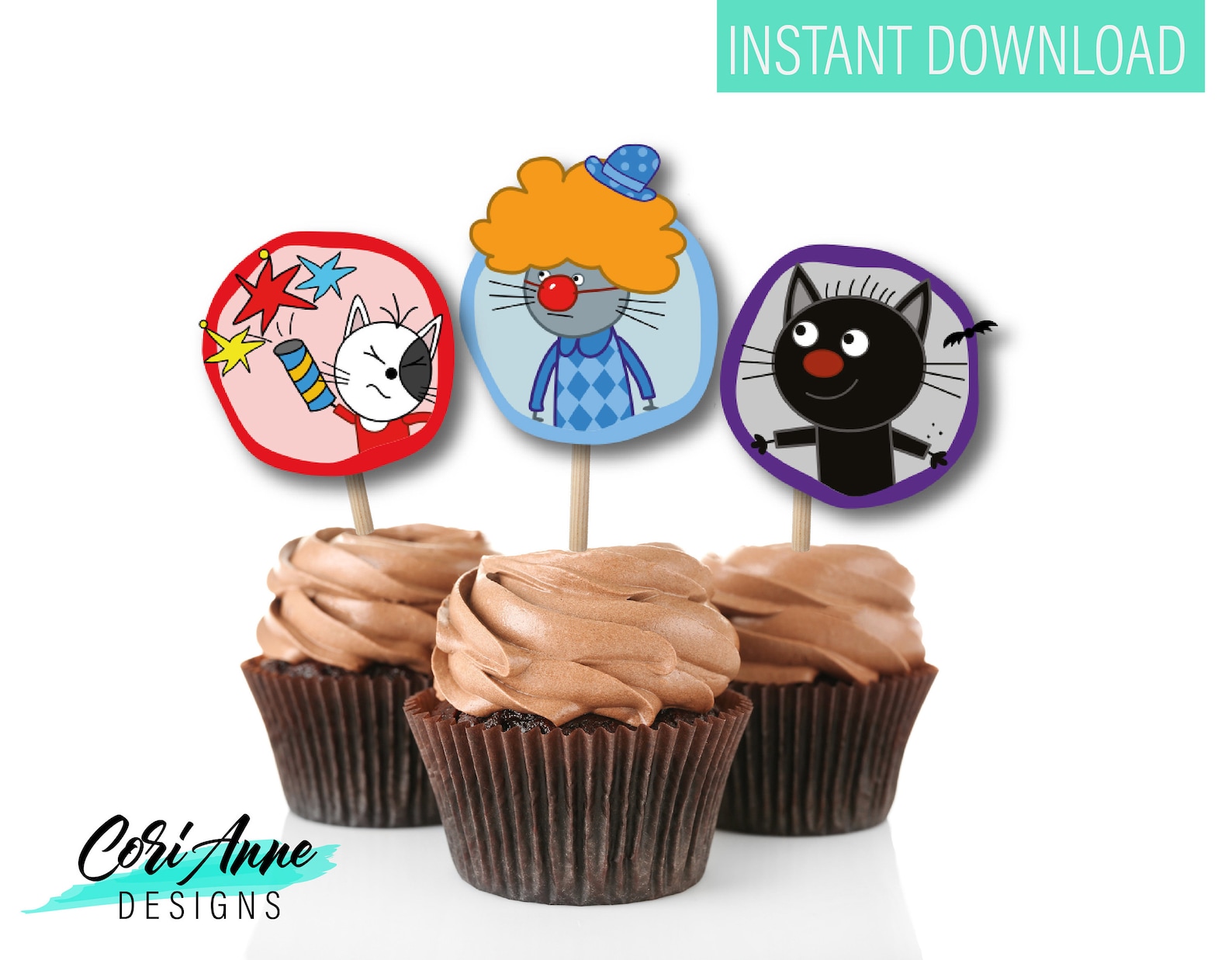 KidECats Cupcake Topper Set DIY printable cake toppers Etsy