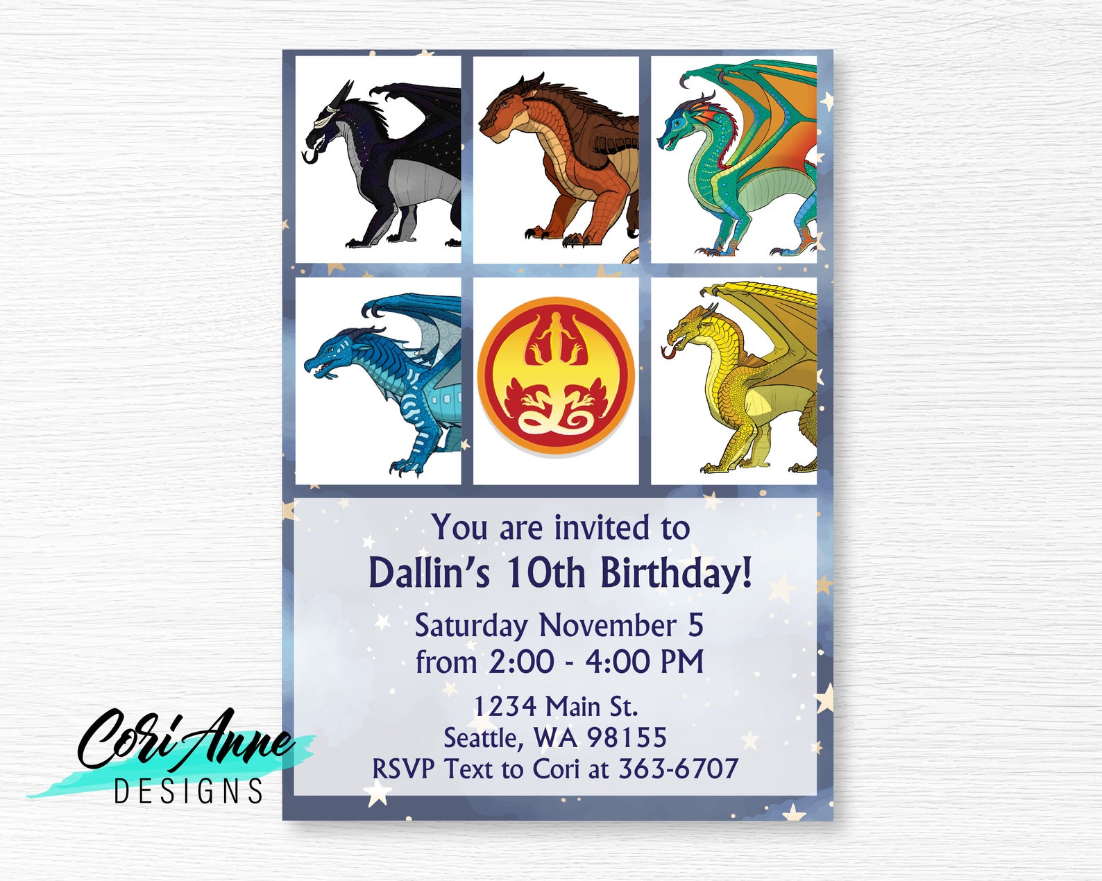 Printable Dragon Birthday Invitation Birthday Party Wings of | Etsy