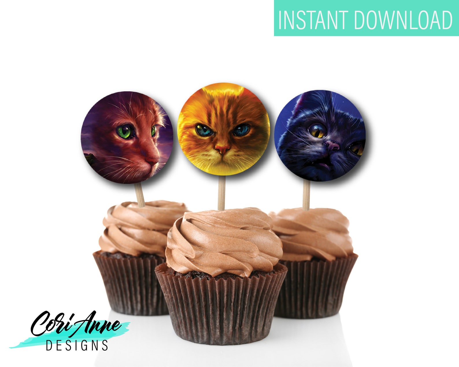 Warrior Cats Style Cupcake Toppers DIY printable party decor Etsy