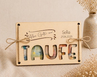 Personalized wooden christening money gift | Christening gift with name and date | Creative christening gift idea for a baby