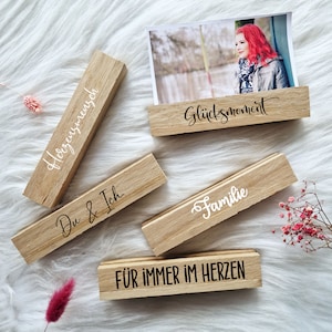 Fotohalter aus Holz 16 cm / Holz Kartenhalter handgemacht / Holzaufsteller / Mitbringsel / personalisiertes Geschenk / Bilderleiste