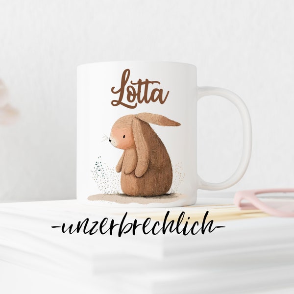 Personalisierte Tasse Kunststoff unzerbrechlich // Trinkbecher für Kinder  // Kinderbecher // Kindergarten  // Hase Hasi Bunny Rabbit