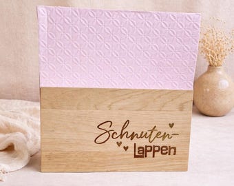 Houten servettenhouder met gravure / gezichtsmasker / tafeldecoratie voor vormsel, communie, verjaardag, bruiloft of als cadeau