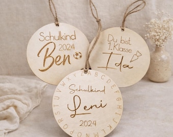 Engraved wooden tag for the school cone / school cone tag / gift tag with name for starting school / gifts for 1st grade