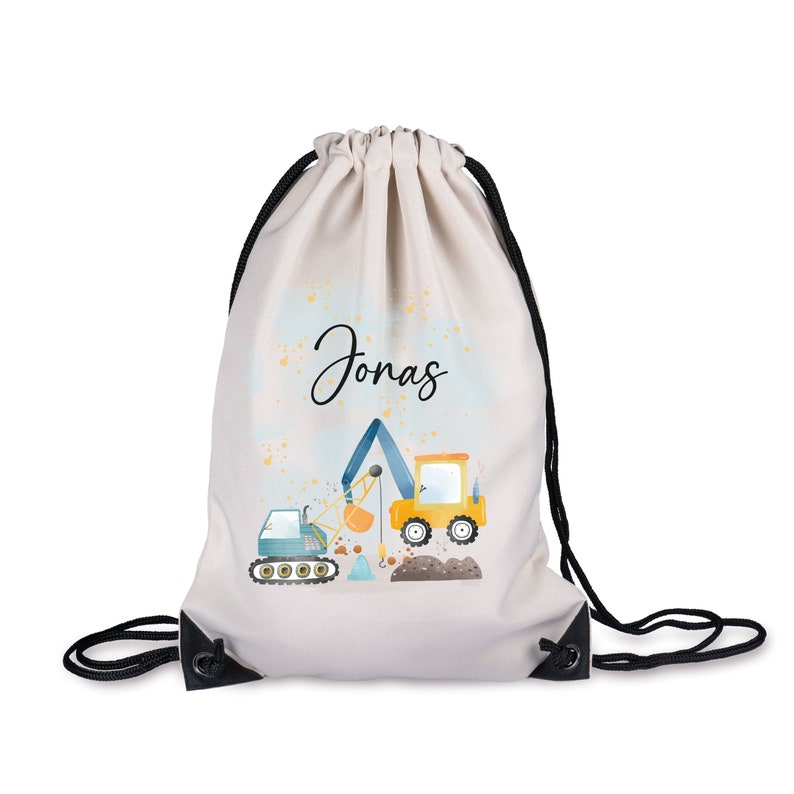 Gym bag // change of clothes // sports bag // excavator // kindergarten // school // gift for starting school children's bag image 2