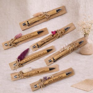 Personalisierte Kugelschreiber mit Namen & Trockenblumen / Kugelschreiber mit Gravur / Wunschgravur
