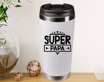 Thermobecher mit Namen / Coffee to go / Kaffeebecher 420 ml / personalisiert / Trinkbecher / Super-Papa / Geschenk für Väter zum Vatertag