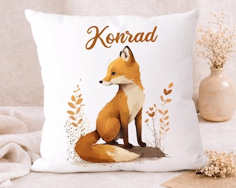 Personalized cushion with name // Baby shower gifts // Home decor // Custom cushion cover // Fox Foxes Fox Foxy