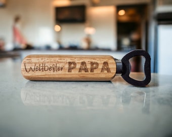 Bottle opener "World's Best Dad" as a gift for Father's Day or your friends. With laser engraving on request also personalized with name